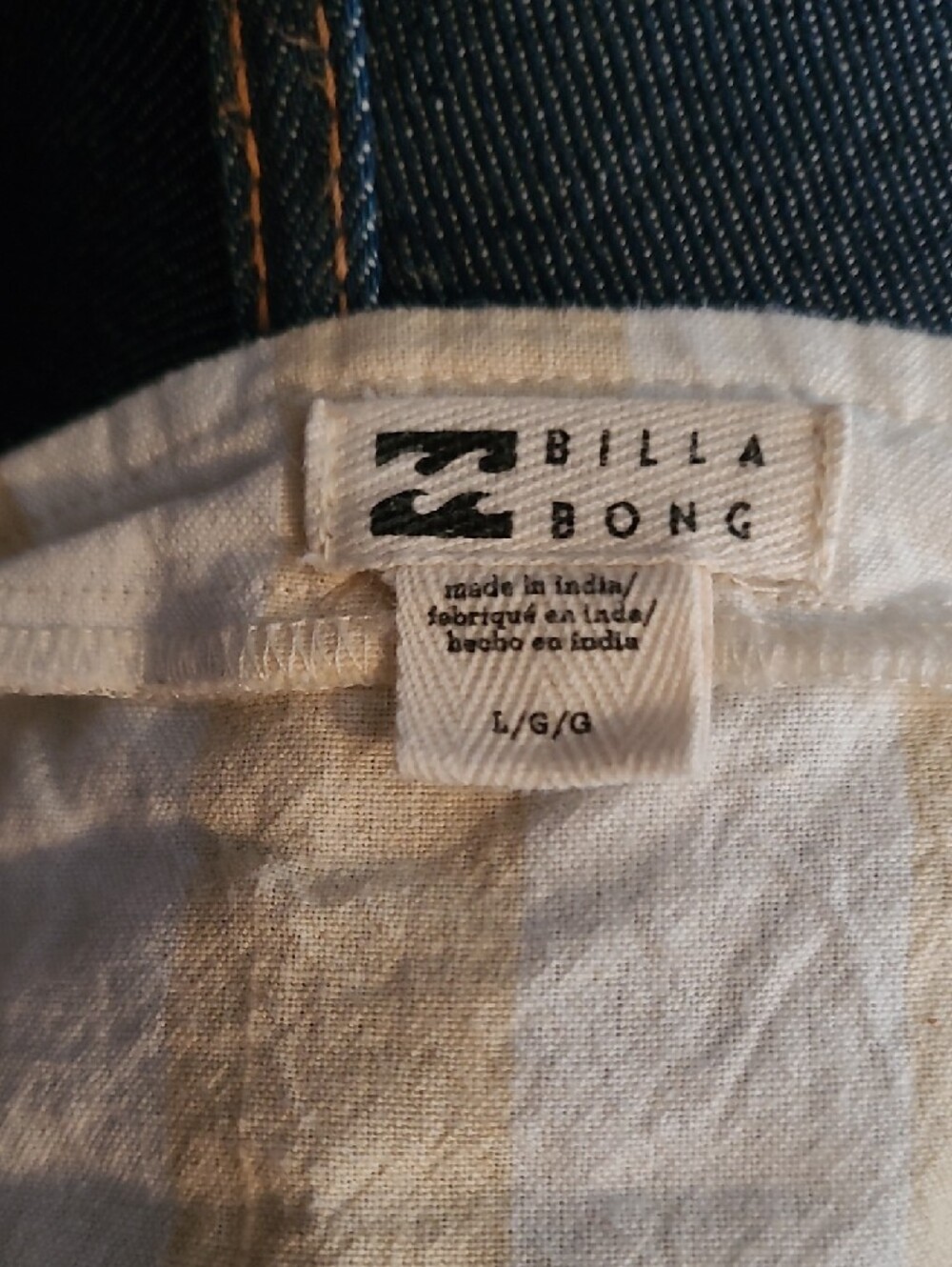 Billabong Beige and White Striped Button-Front Crop Top - Picture 4 of 6